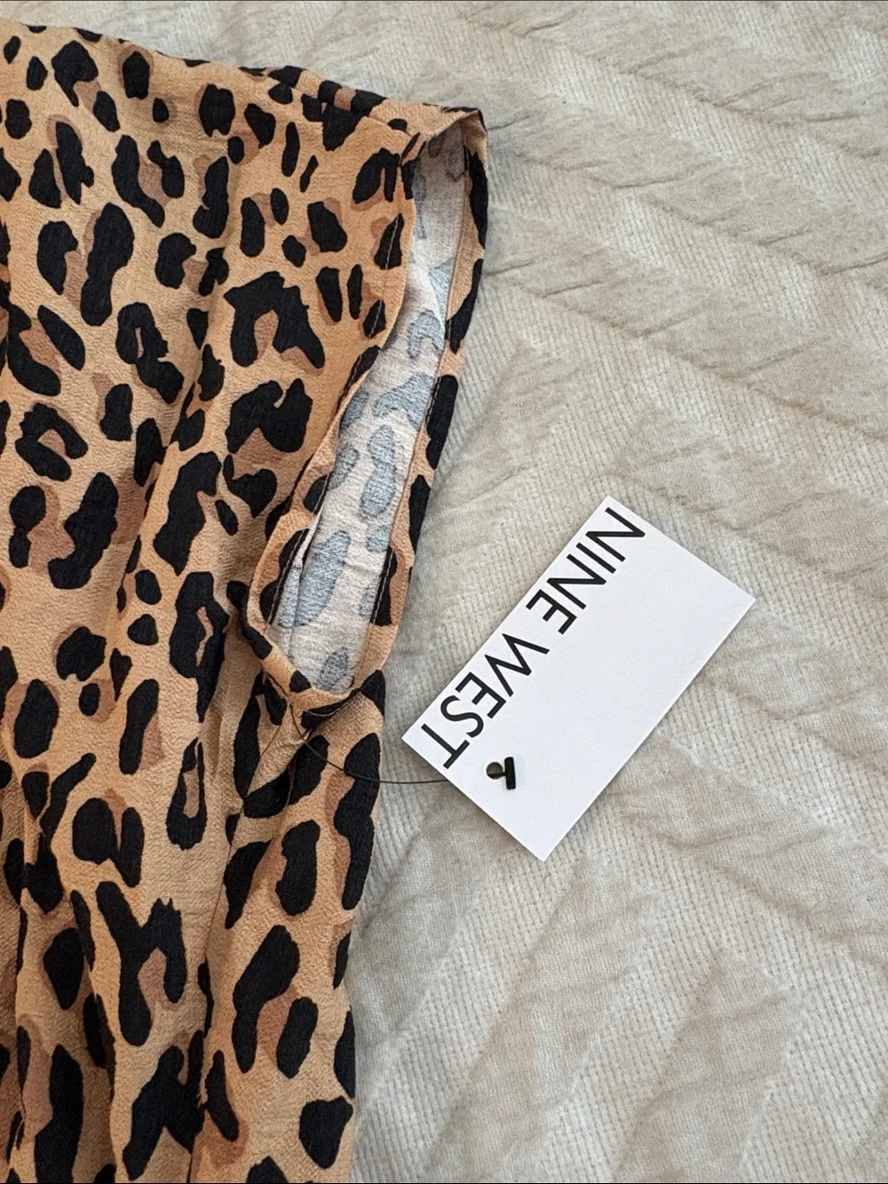 Nine West Leopard Wrap Top in Tan and Black with Ring Detail - Picture 3 of 4